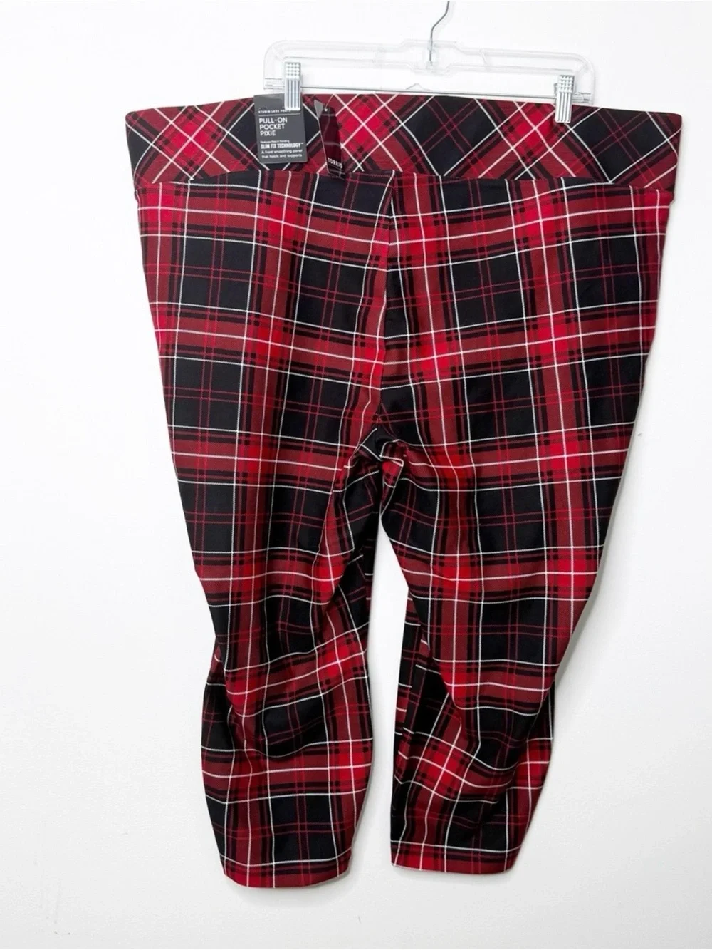 NWT TORRID Red Black Plaid Studio Pixie Luxe Ponte‎ Leggings Pants 4x Short Goth